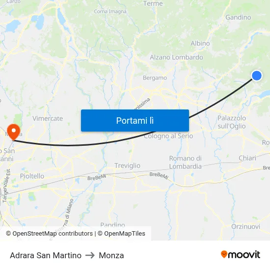 Adrara San Martino to Monza map