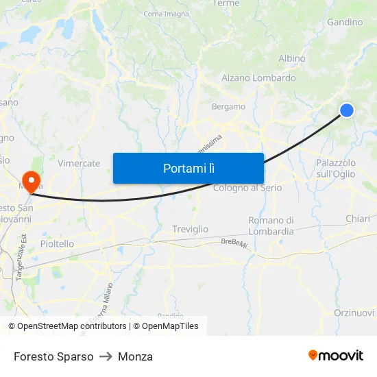 Foresto Sparso to Monza map