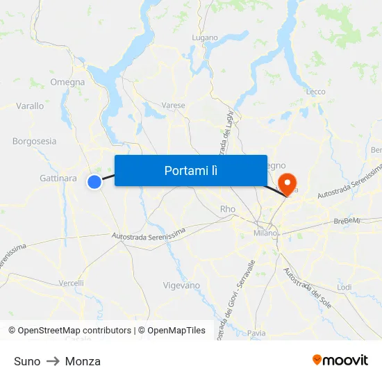 Suno to Monza map