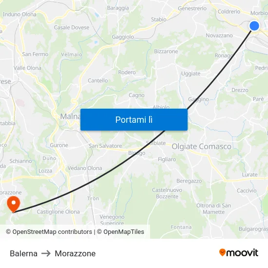 Balerna to Morazzone map