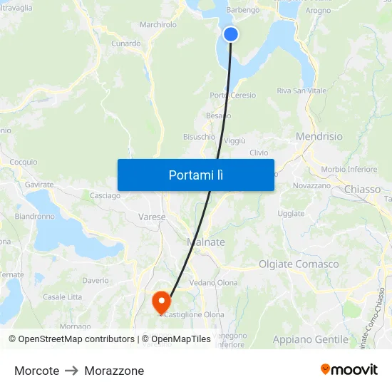 Morcote to Morazzone map