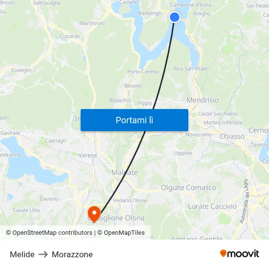 Melide to Morazzone map