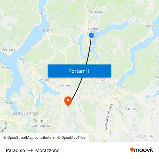 Paradiso to Morazzone map