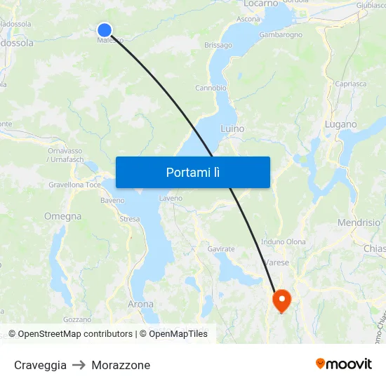 Craveggia to Morazzone map