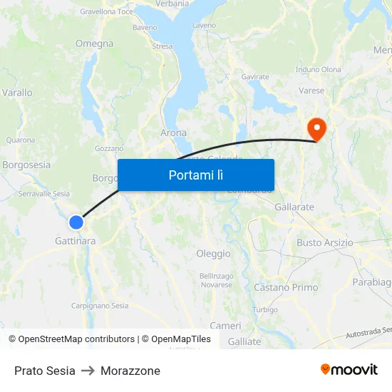 Prato Sesia to Morazzone map
