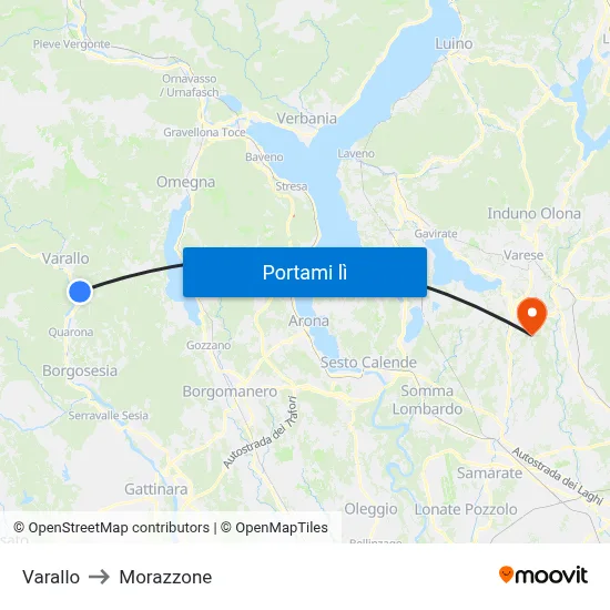 Varallo to Morazzone map