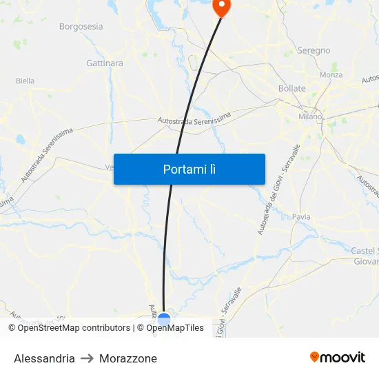 Alessandria to Morazzone map