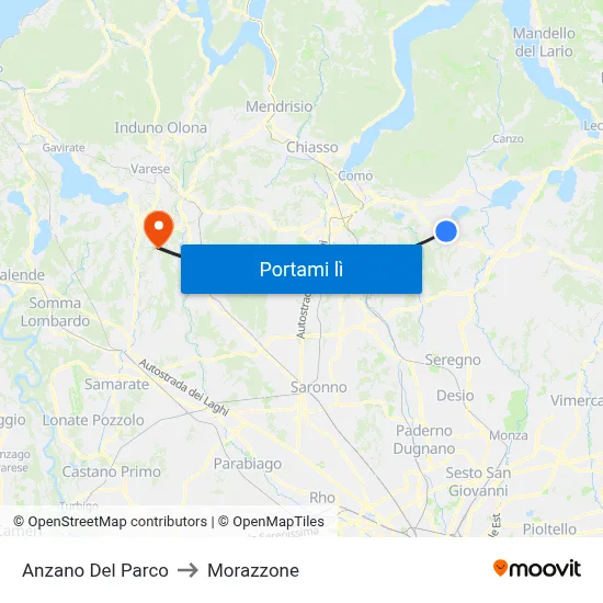 Anzano Del Parco to Morazzone map