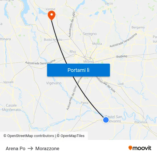 Arena Po to Morazzone map
