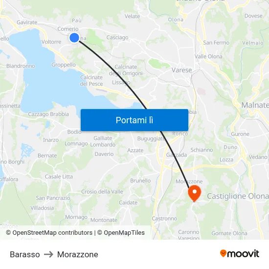 Barasso to Morazzone map
