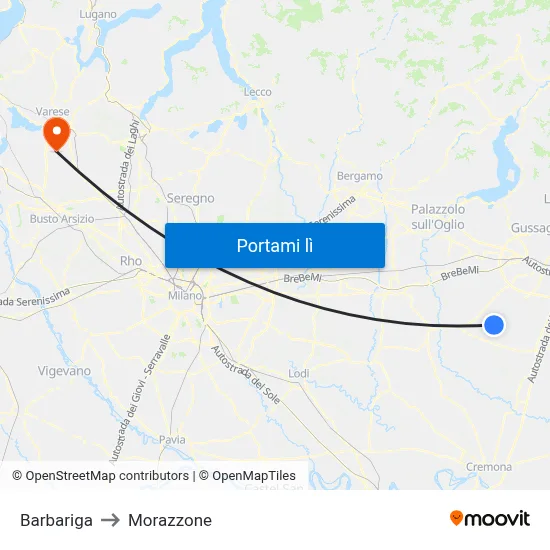 Barbariga to Morazzone map