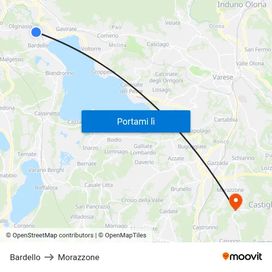 Bardello to Morazzone map