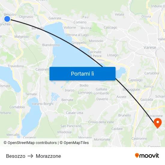 Besozzo to Morazzone map