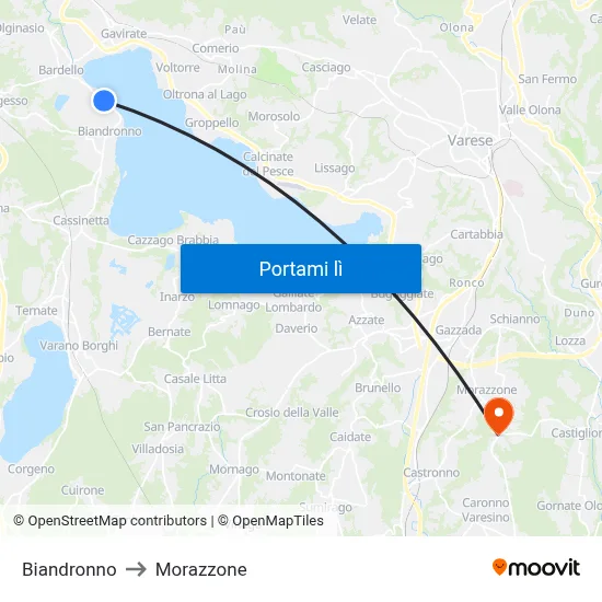 Biandronno to Morazzone map