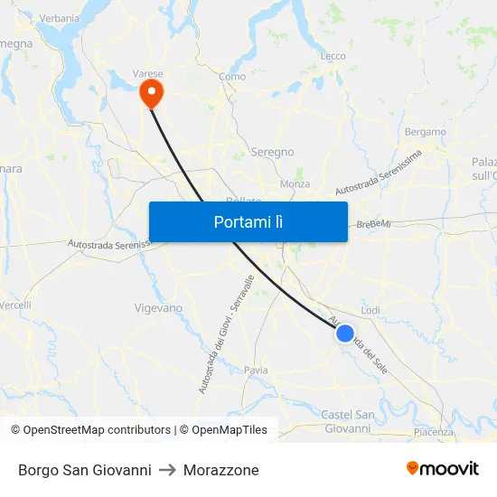 Borgo San Giovanni to Morazzone map