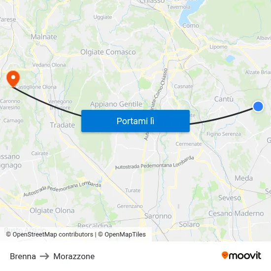Brenna to Morazzone map