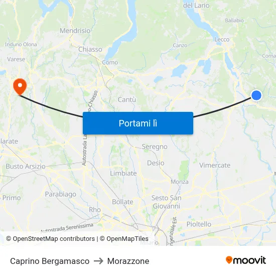 Caprino Bergamasco to Morazzone map