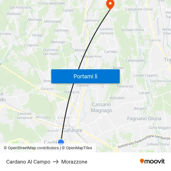 Cardano Al Campo to Morazzone map