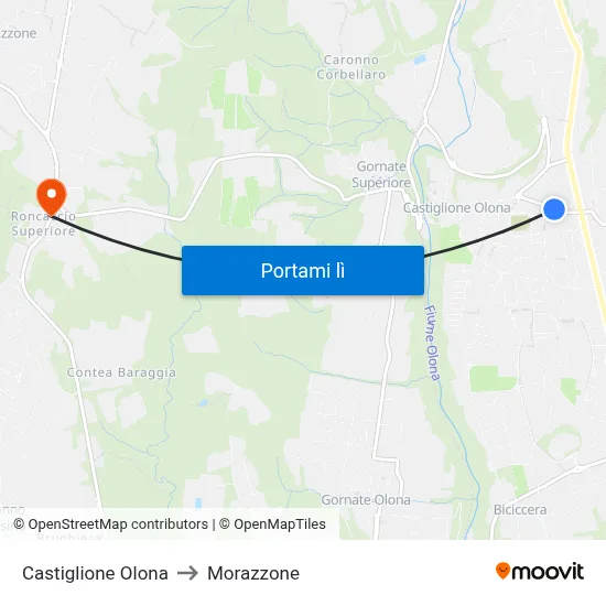 Castiglione Olona to Morazzone map