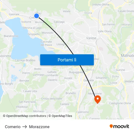 Comerio to Morazzone map