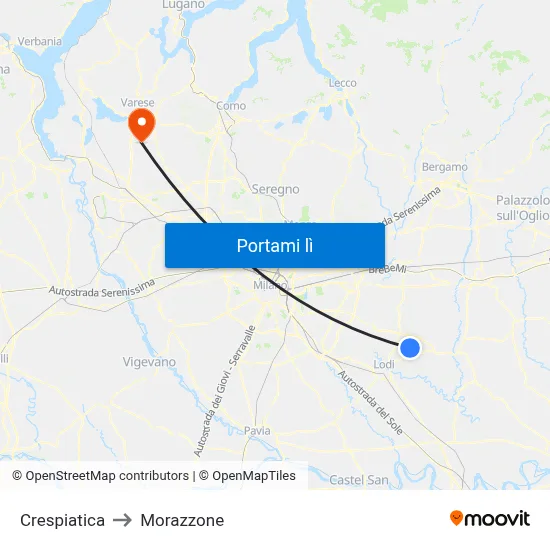 Crespiatica to Morazzone map
