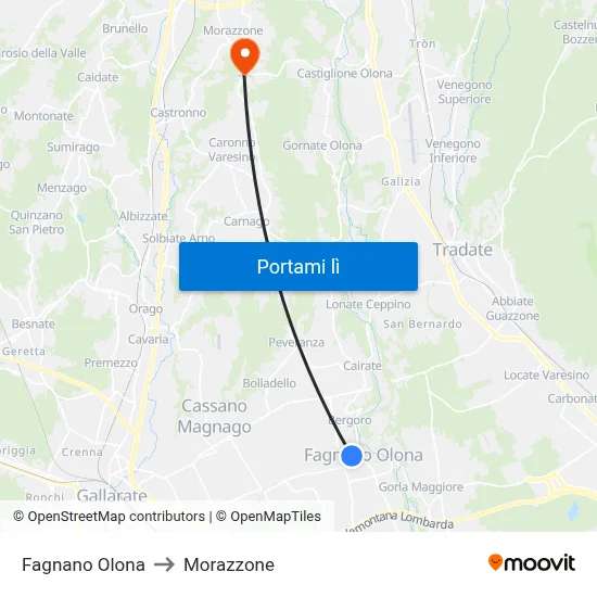 Fagnano Olona to Morazzone map