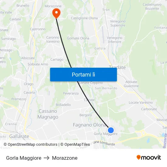 Gorla Maggiore to Morazzone map
