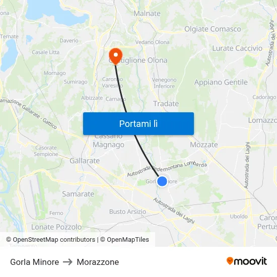 Gorla Minore to Morazzone map