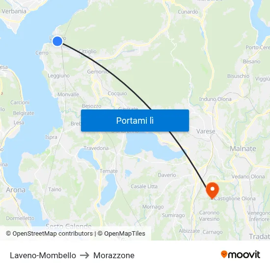 Laveno-Mombello to Morazzone map