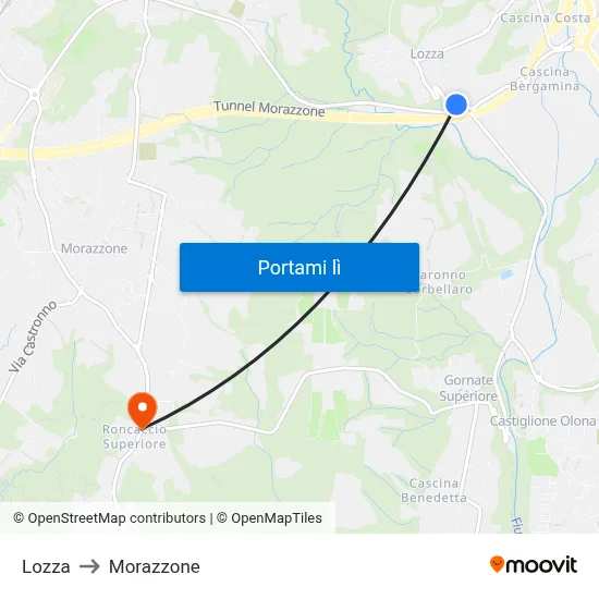 Lozza to Morazzone map