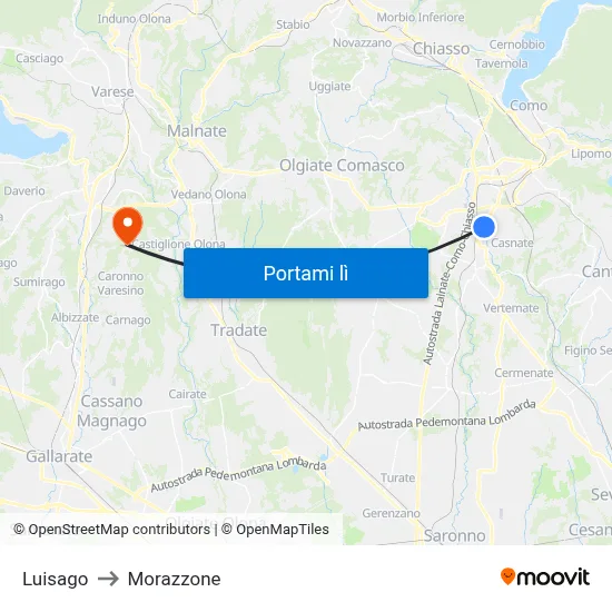 Luisago to Morazzone map