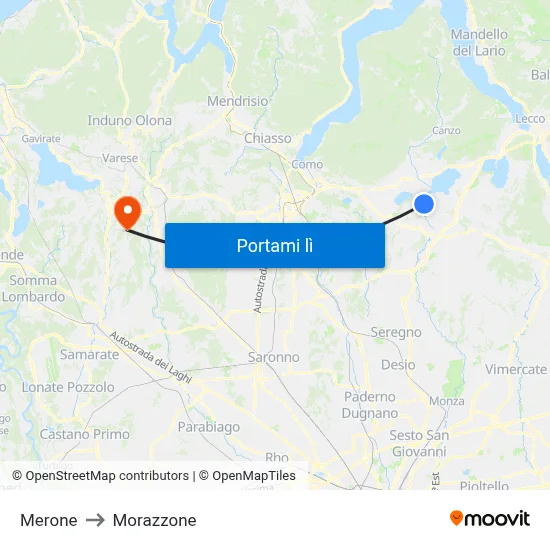 Merone to Morazzone map
