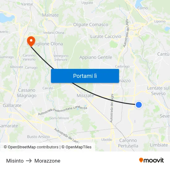 Misinto to Morazzone map