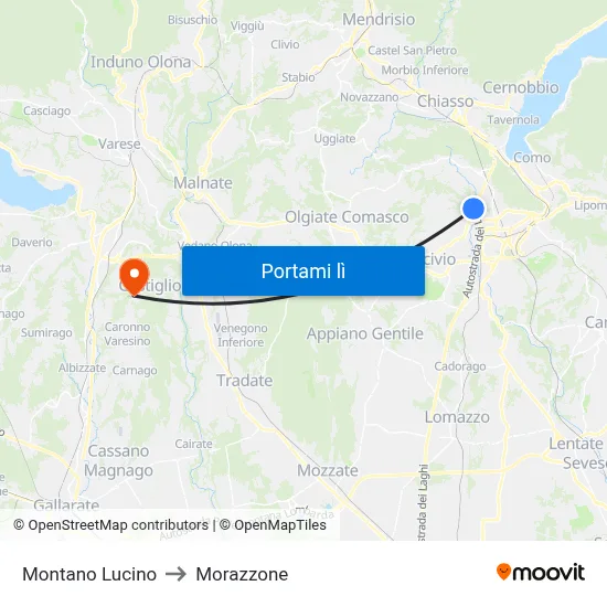 Montano Lucino to Morazzone map
