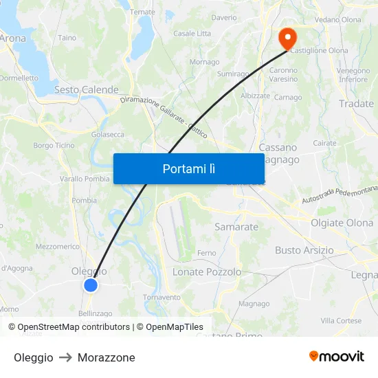 Oleggio to Morazzone map