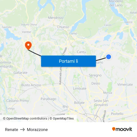 Renate to Morazzone map