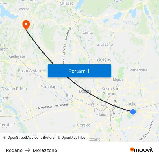 Rodano to Morazzone map