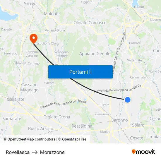 Rovellasca to Morazzone map