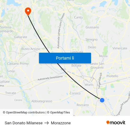 San Donato Milanese to Morazzone map