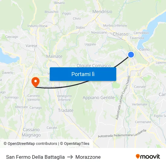 San Fermo Della Battaglia to Morazzone map