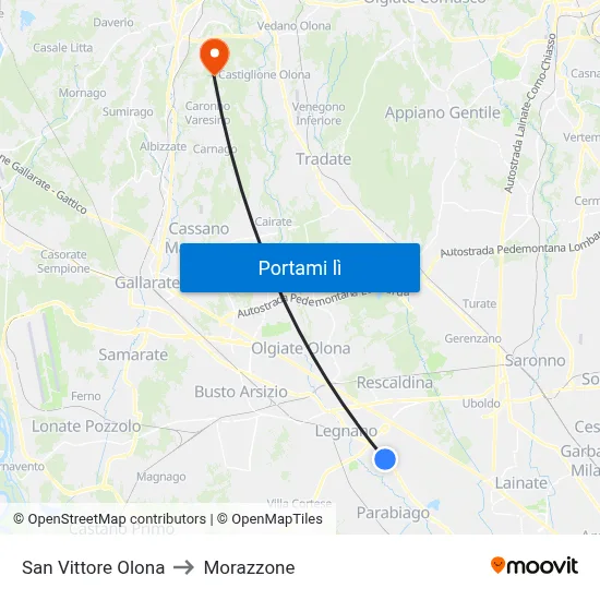 San Vittore Olona to Morazzone map