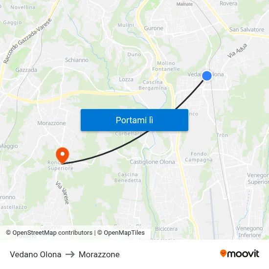 Vedano Olona to Morazzone map