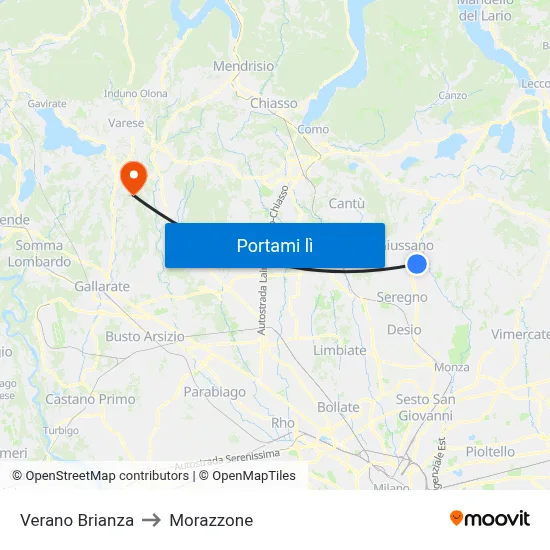 Verano Brianza to Morazzone map