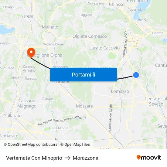 Vertemate Con Minoprio to Morazzone map
