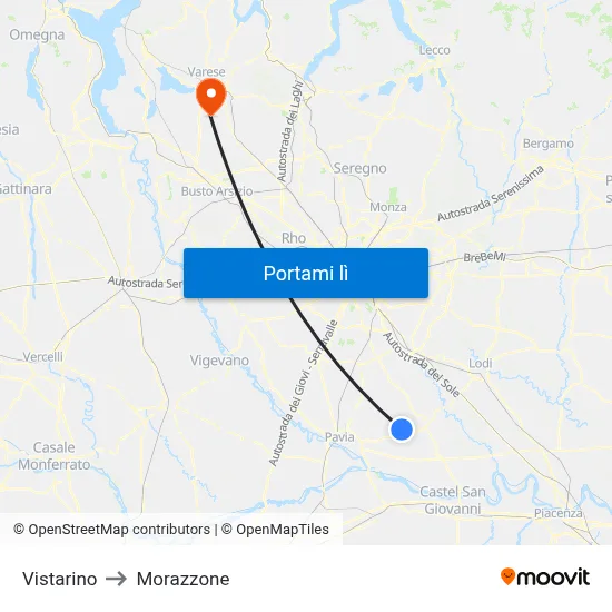 Vistarino to Morazzone map