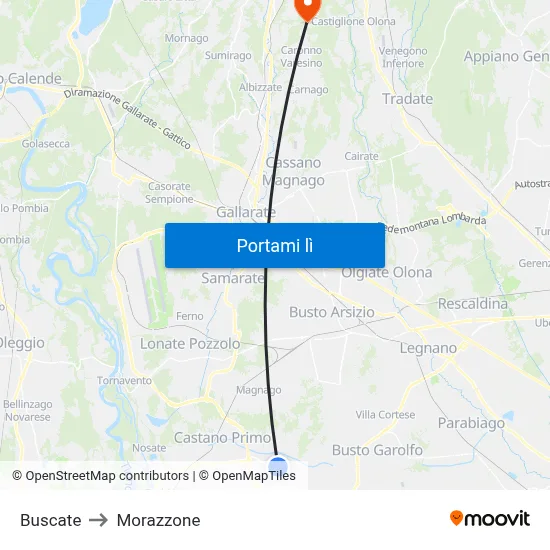 Buscate to Morazzone map