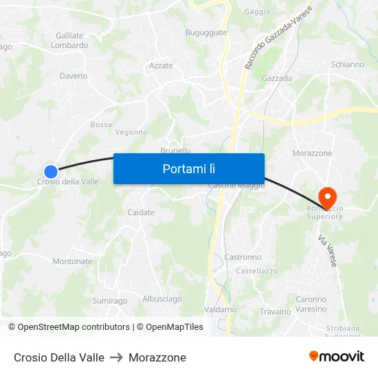 Crosio Della Valle to Morazzone map