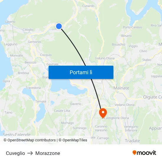 Cuveglio to Morazzone map