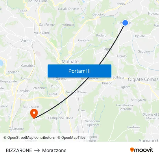 BIZZARONE to Morazzone map