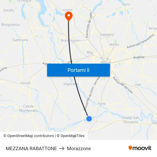 MEZZANA RABATTONE to Morazzone map